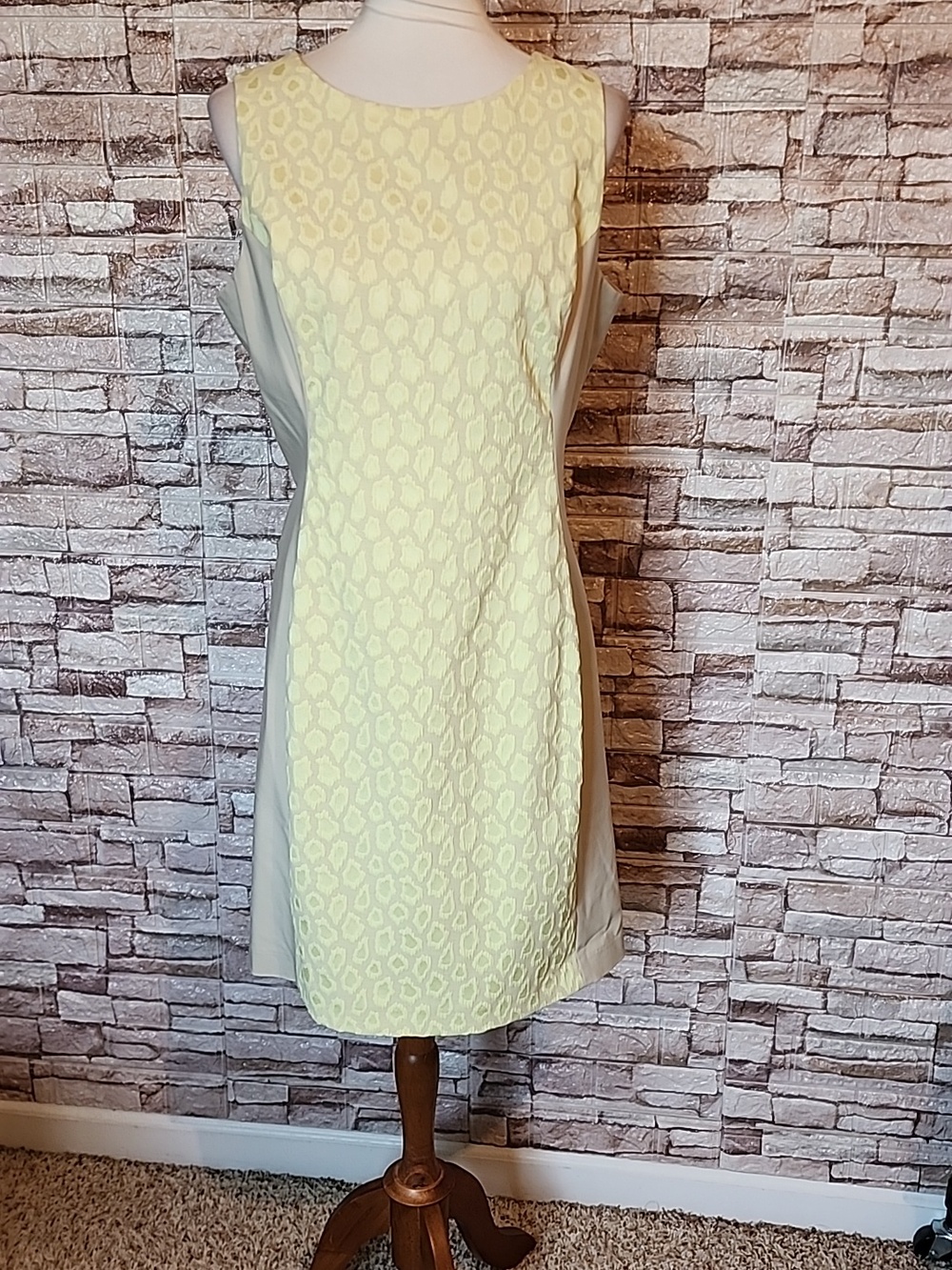 Badgley Mischka Belle  Brand New Elegant Yellow Patterned Dress